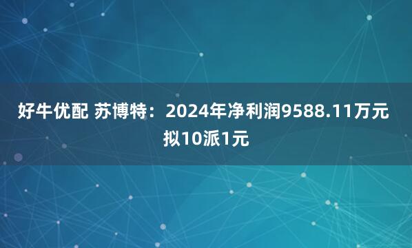 好牛优配 苏博特：2024年净利润9588.11万元 拟10派1元